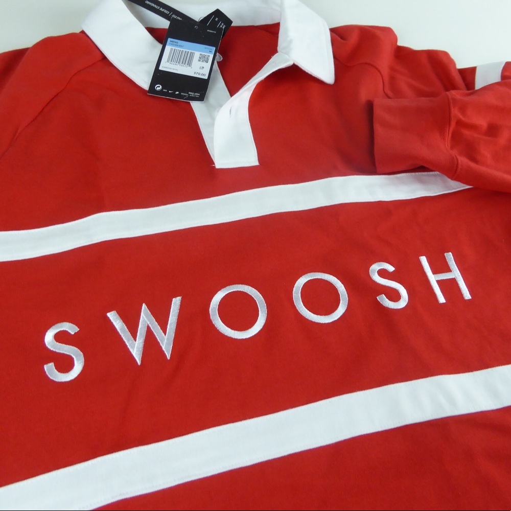 Nike Swoosh Long Sleeve Rugby Shirt NWT Striped
